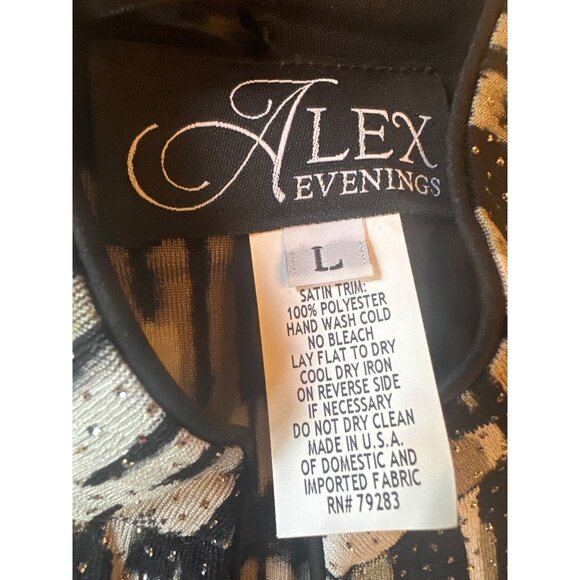 Alex Evenings Womens Open Front Metallic Animal Print Jacket Size L - Picture 2 of 4